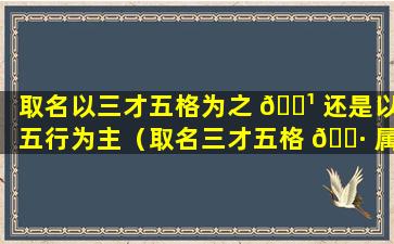 取名以三才五格为之 🌹 还是以五行为主（取名三才五格 🌷 属性以哪一个为主 什么意思）